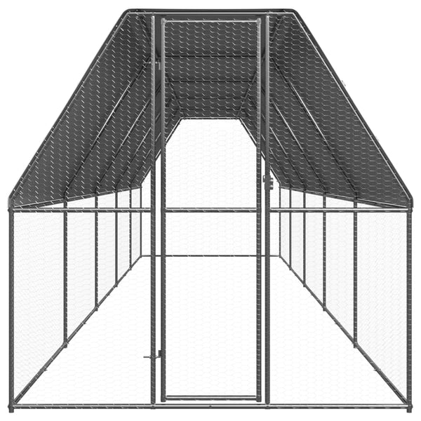 Vidaxl Outdoor Chicken Cage 2X10x2 M Galvanised Steel Small Animal Cages & Hutches
