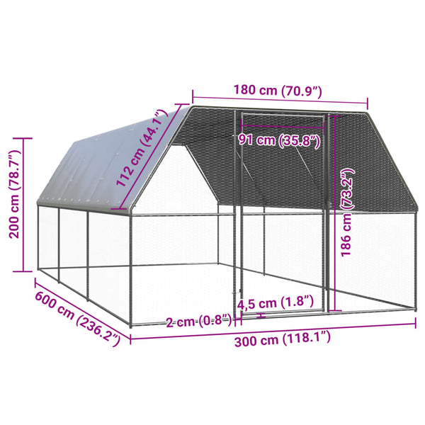 Galvanised Steel Outdoor Chicken Cage With Water Resistant Roof Small Animal Enclosure Small Animal Cages & Hutches