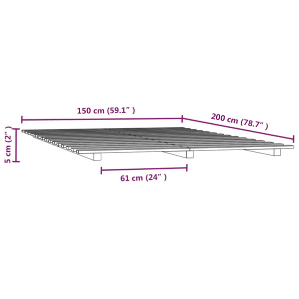 Vidaxl Bed Frame Without Mattress White 150X200 Cm Solid Wood Pine Queen Bed Frames