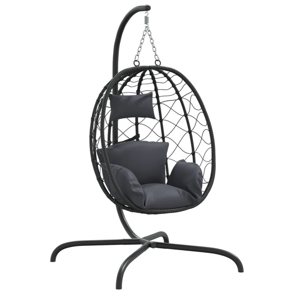 Vidaxl Hanging Egg Chair With Cushion Anthracite Poly Rattan&Steel Hammocks