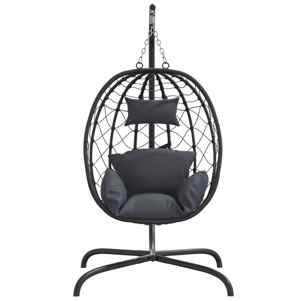 Vidaxl Hanging Egg Chair With Cushion Anthracite Poly Rattan&Steel Hammocks