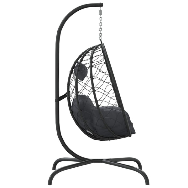 Vidaxl Hanging Egg Chair With Cushion Anthracite Poly Rattan&Steel Hammocks