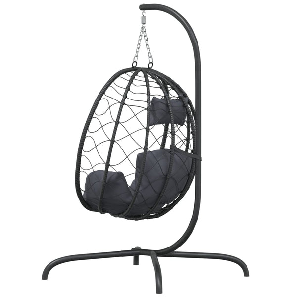 Vidaxl Hanging Egg Chair With Cushion Anthracite Poly Rattan&Steel Hammocks