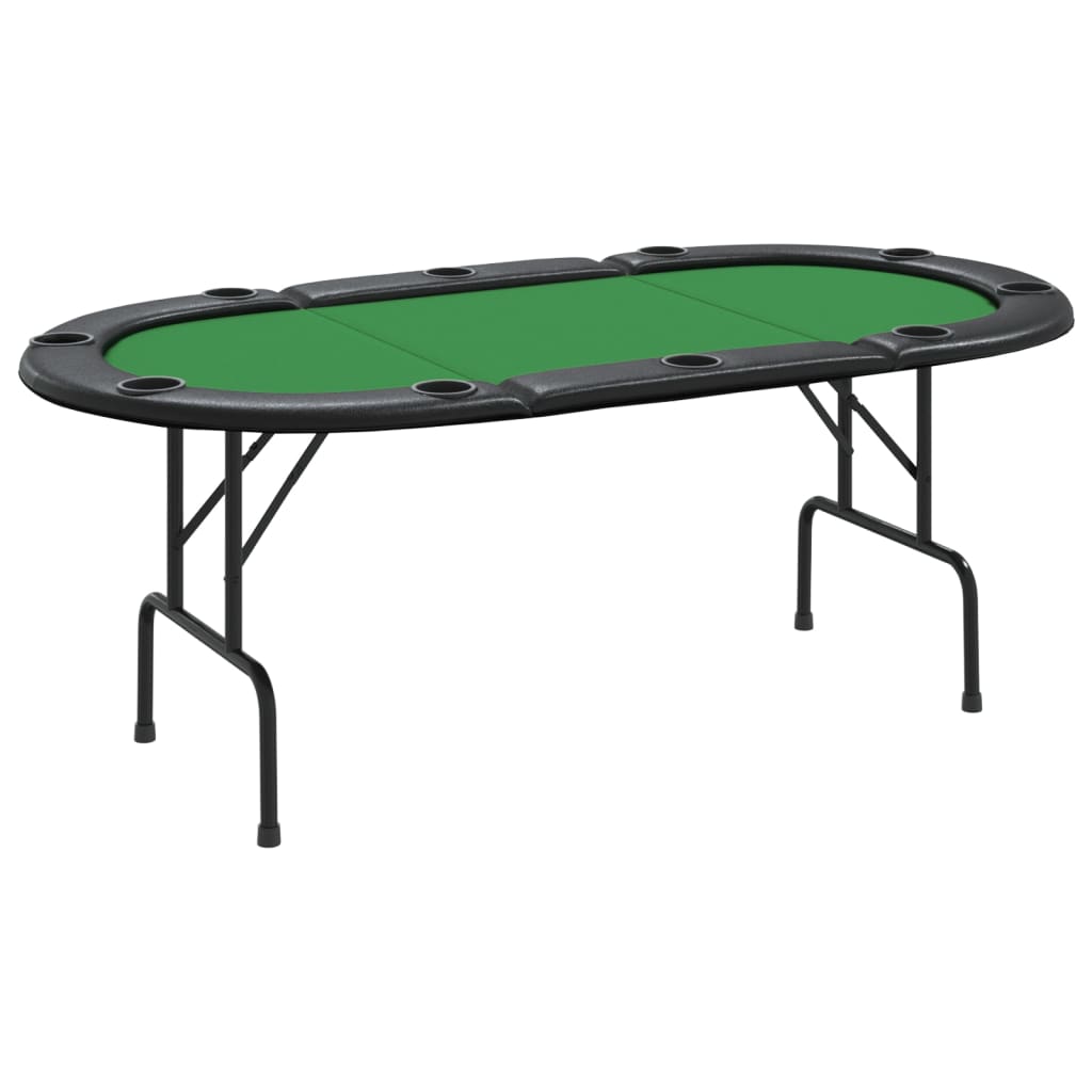 10 Player Folding Poker Table Green 206X106x75 Cm Camping Tables