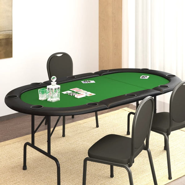10 Player Folding Poker Table Green 206X106x75 Cm Camping Tables