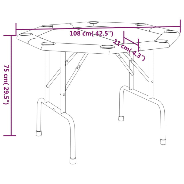 Vidaxl 8 Player Folding Poker Table Green 108X108x75 Cm Card Tables
