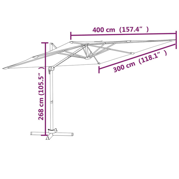 Cantilever Umbrella With Aluminium Pole Anthracite 400X300 Cm