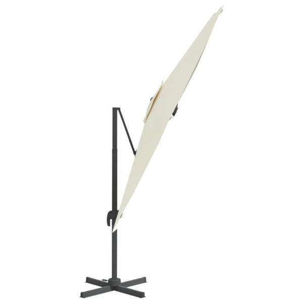 Led Cantilever Umbrella Sand White 400X300 Cm