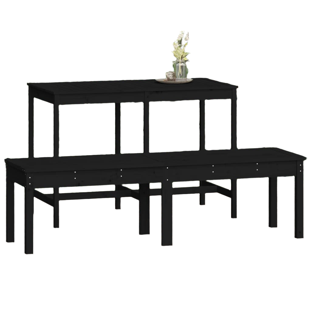 2 Seater Garden Bench Black 159.5X44x45 Cm Solid Wood Pine Patio Benches