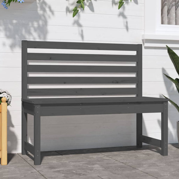 Garden Bench Grey 109 Cm Solid Wood Pine Patio Benches