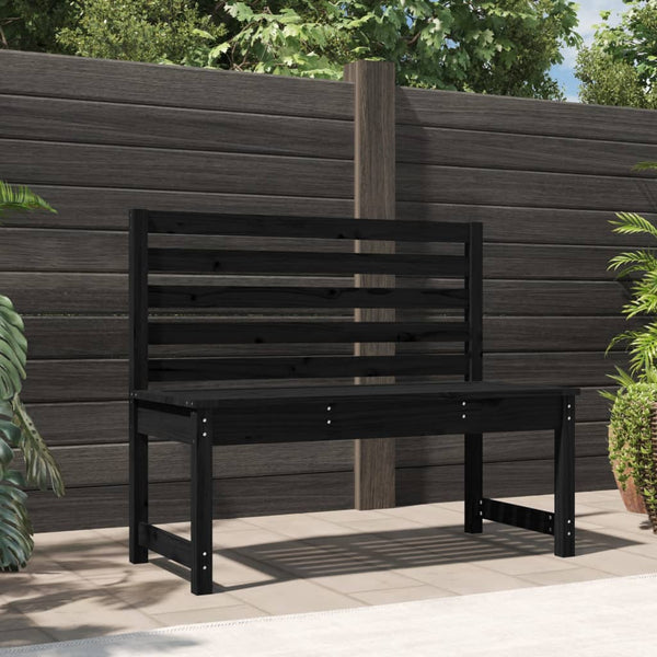 Garden Bench Black 109 Cm Solid Wood Pine Patio Benches