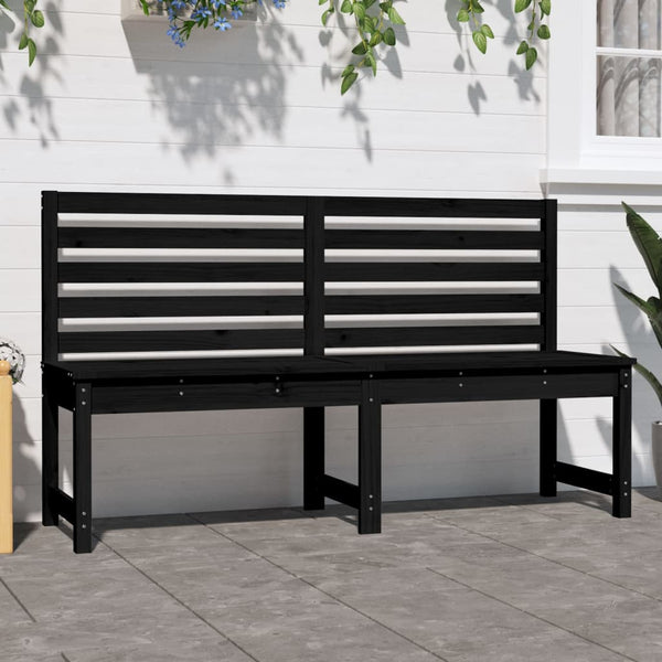 Garden Bench Black 157.5 Cm Solid Wood Pine Patio Benches