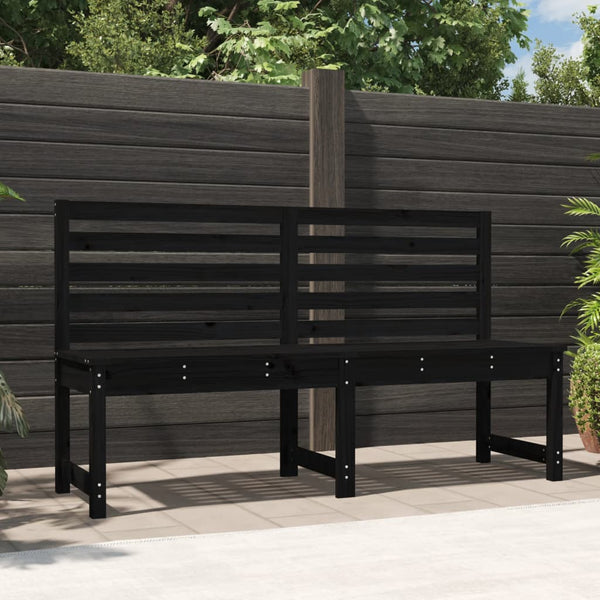 Garden Bench Black 157.5 Cm Solid Wood Pine Patio Benches
