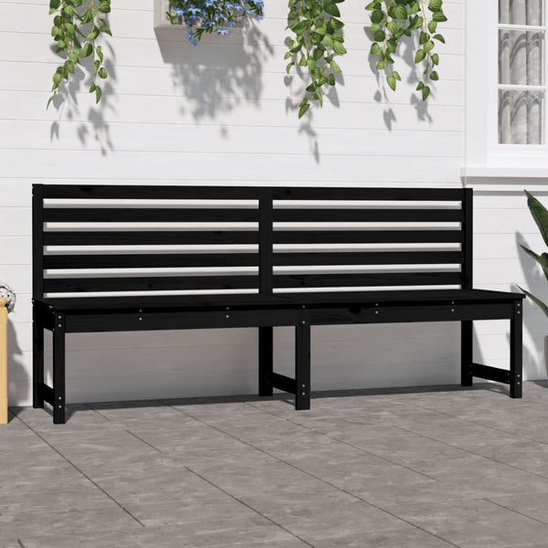 Garden Bench Black 201.5 Cm Solid Wood Pine Patio Benches