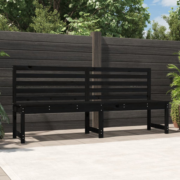 Garden Bench Black 201.5 Cm Solid Wood Pine Patio Benches