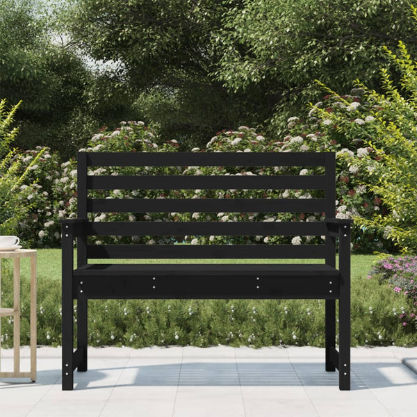 Garden Bench Black 109X48x91.5 Cm Solid Wood Pine Patio Benches