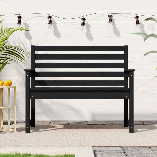 Garden Bench Black 109X48x91.5 Cm Solid Wood Pine Patio Benches