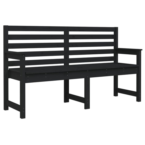 Garden Bench Black 159.5X48x91.5 Cm Solid Wood Pine Patio Benches