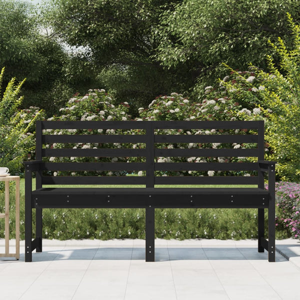 Garden Bench Black 159.5X48x91.5 Cm Solid Wood Pine Patio Benches