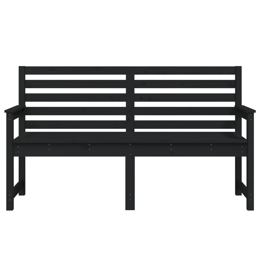 Garden Bench Black 159.5X48x91.5 Cm Solid Wood Pine Patio Benches