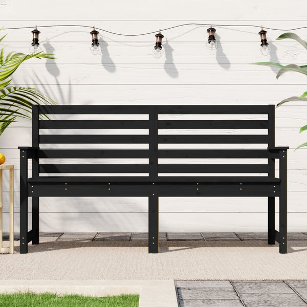 Garden Bench Black 159.5X48x91.5 Cm Solid Wood Pine Patio Benches