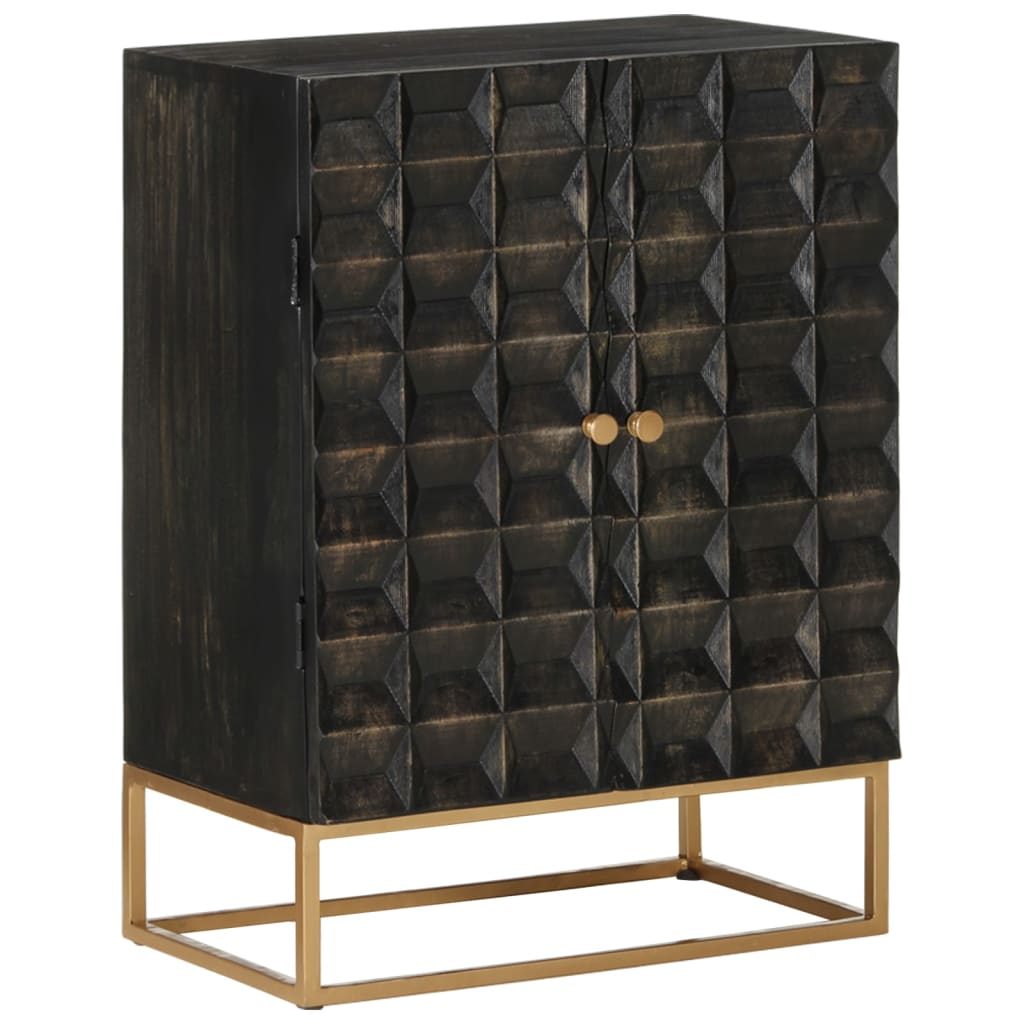 Sideboard Black 55X34x75 Cm Solid Wood Mango And Iron Sideboards & Buffets