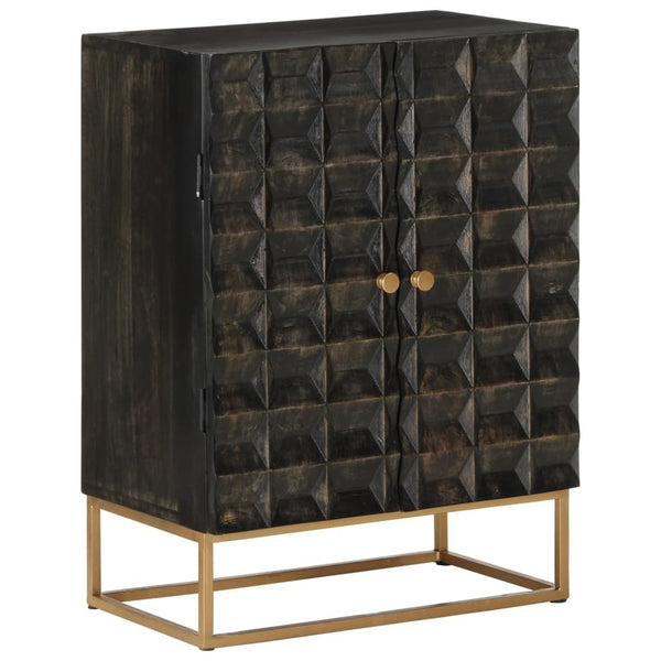 Sideboard Black 55X34x75 Cm Solid Wood Mango And Iron Sideboards & Buffets