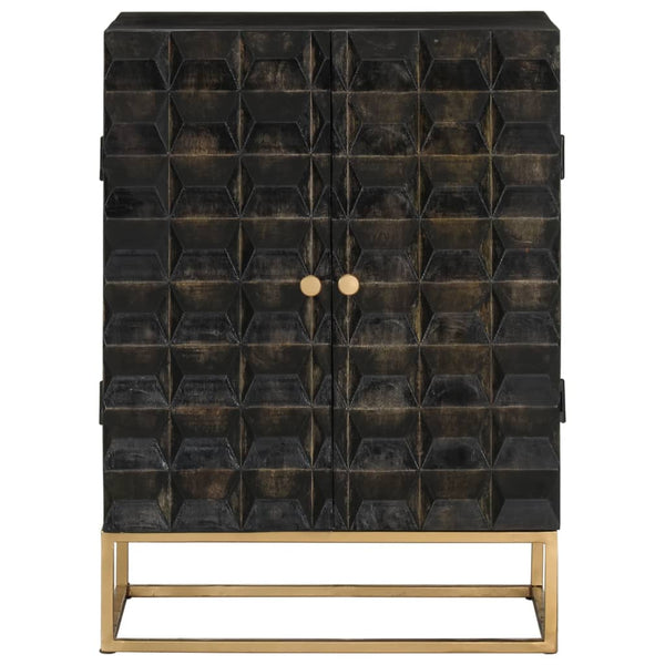 Sideboard Black 55X34x75 Cm Solid Wood Mango And Iron Sideboards & Buffets