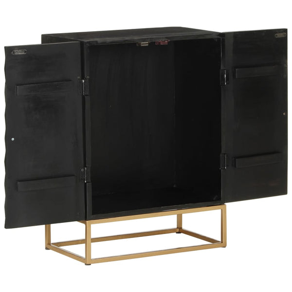 Sideboard Black 55X34x75 Cm Solid Wood Mango And Iron Sideboards & Buffets