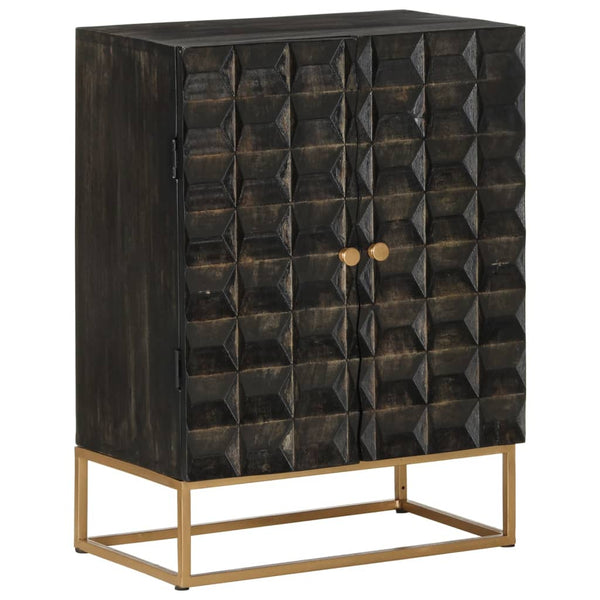 Sideboard Black 55X34x75 Cm Solid Wood Mango And Iron Sideboards & Buffets