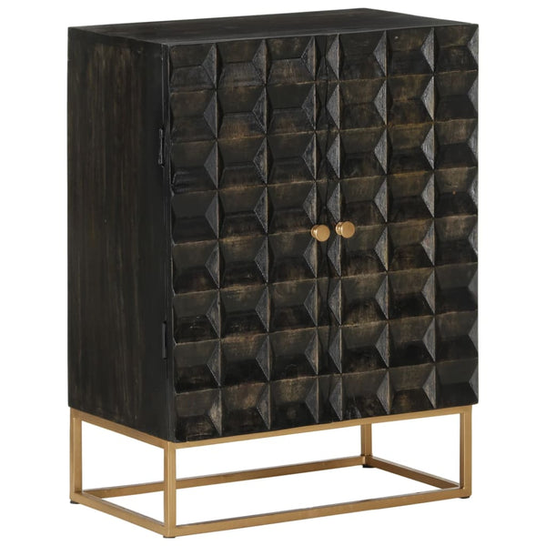 Sideboard Black 55X34x75 Cm Solid Wood Mango And Iron Sideboards & Buffets