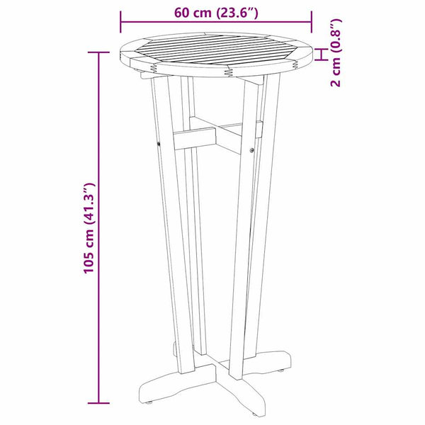 Solid Acacia Wood Garden Bar Table 60X105 Cm Bar Tables