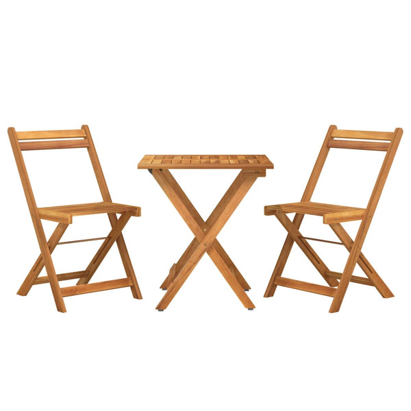 3 Piece Folding Bistro Set Solid Wood Acacia Patio Furniture Sets
