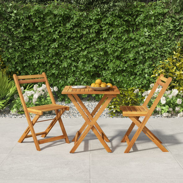 3 Piece Folding Bistro Set Solid Wood Acacia Patio Furniture Sets