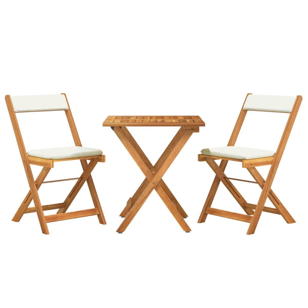 Vidaxl 3 Piece Folding Bistro Set With Cushions Solid Wood Acacia Other Patio & Garden Furniture