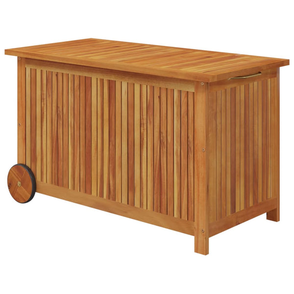Garden Storage Box With Wheels 90X50x58 Cm Solid Wood Acacia Storage Deck Boxes