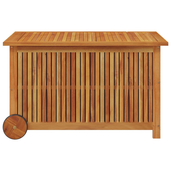 Garden Storage Box With Wheels 90X50x58 Cm Solid Wood Acacia Storage Deck Boxes
