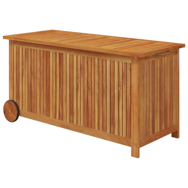 Garden Storage Box With Wheels 113X50x58 Cm Solid Wood Acacia Storage Deck Boxes