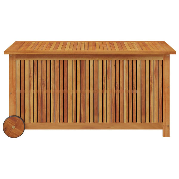 Garden Storage Box With Wheels 113X50x58 Cm Solid Wood Acacia Storage Deck Boxes