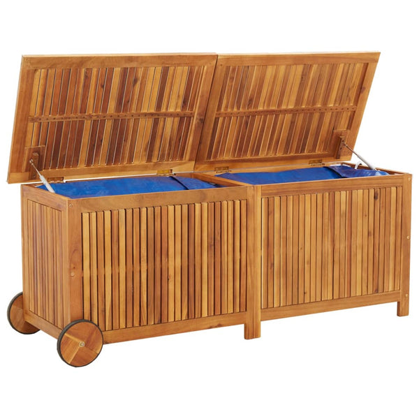 Garden Storage Box With Wheels 150X50x58 Cm Solid Wood Acacia Storage Deck Boxes
