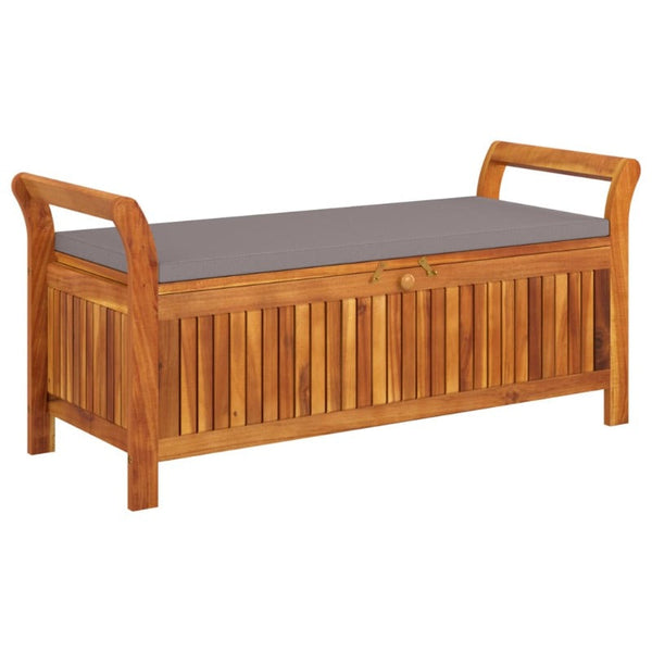 Vidaxl Garden Storage Bench With Cushion 126 Cm Solid Wood Acacia Patio Benches