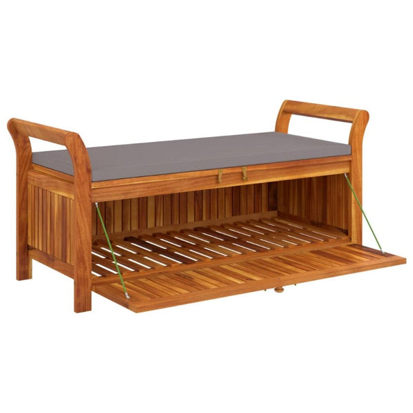 Vidaxl Garden Storage Bench With Cushion 126 Cm Solid Wood Acacia Patio Benches