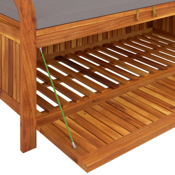 Vidaxl Garden Storage Bench With Cushion 126 Cm Solid Wood Acacia Patio Benches