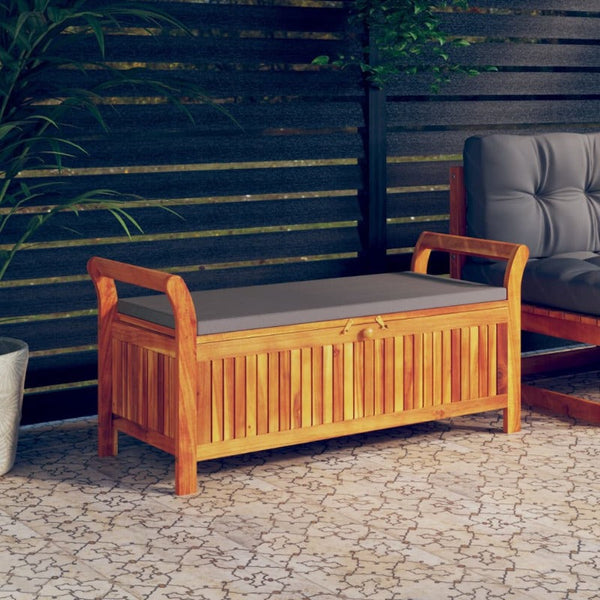 Vidaxl Garden Storage Bench With Cushion 126 Cm Solid Wood Acacia Patio Benches