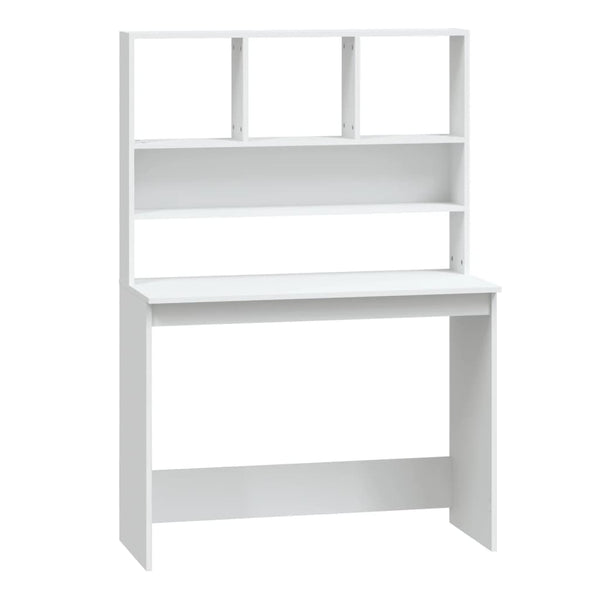 Desk With Shelves White 102X45x148 Cm Engineered Wood Home Office Desks