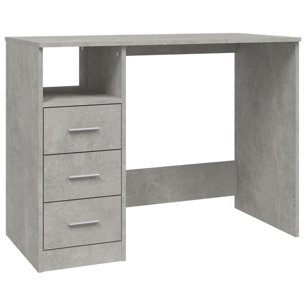 Desk With Drawers Concrete Grey 102X50x76 Cm Engineered Wood Home Office Desks