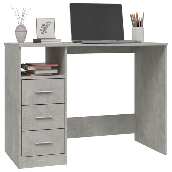 Desk With Drawers Concrete Grey 102X50x76 Cm Engineered Wood Home Office Desks