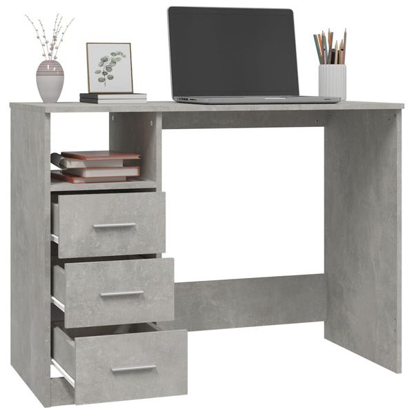 Desk With Drawers Concrete Grey 102X50x76 Cm Engineered Wood Home Office Desks