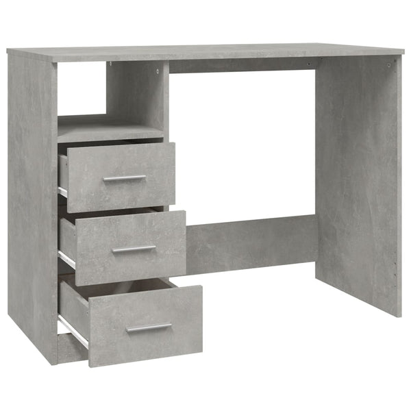 Desk With Drawers Concrete Grey 102X50x76 Cm Engineered Wood Home Office Desks