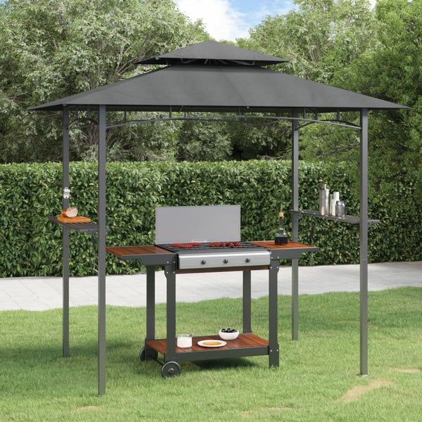Bbq Gazebo With Side Shelves Anthracite 240X150x243 Cm Steel Gazebos & Pergolas